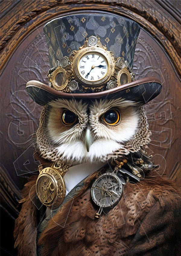 Steampunk Owl 2 Rice Paper