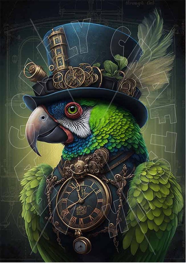 Steampunk Parrot 2 Rice Paper