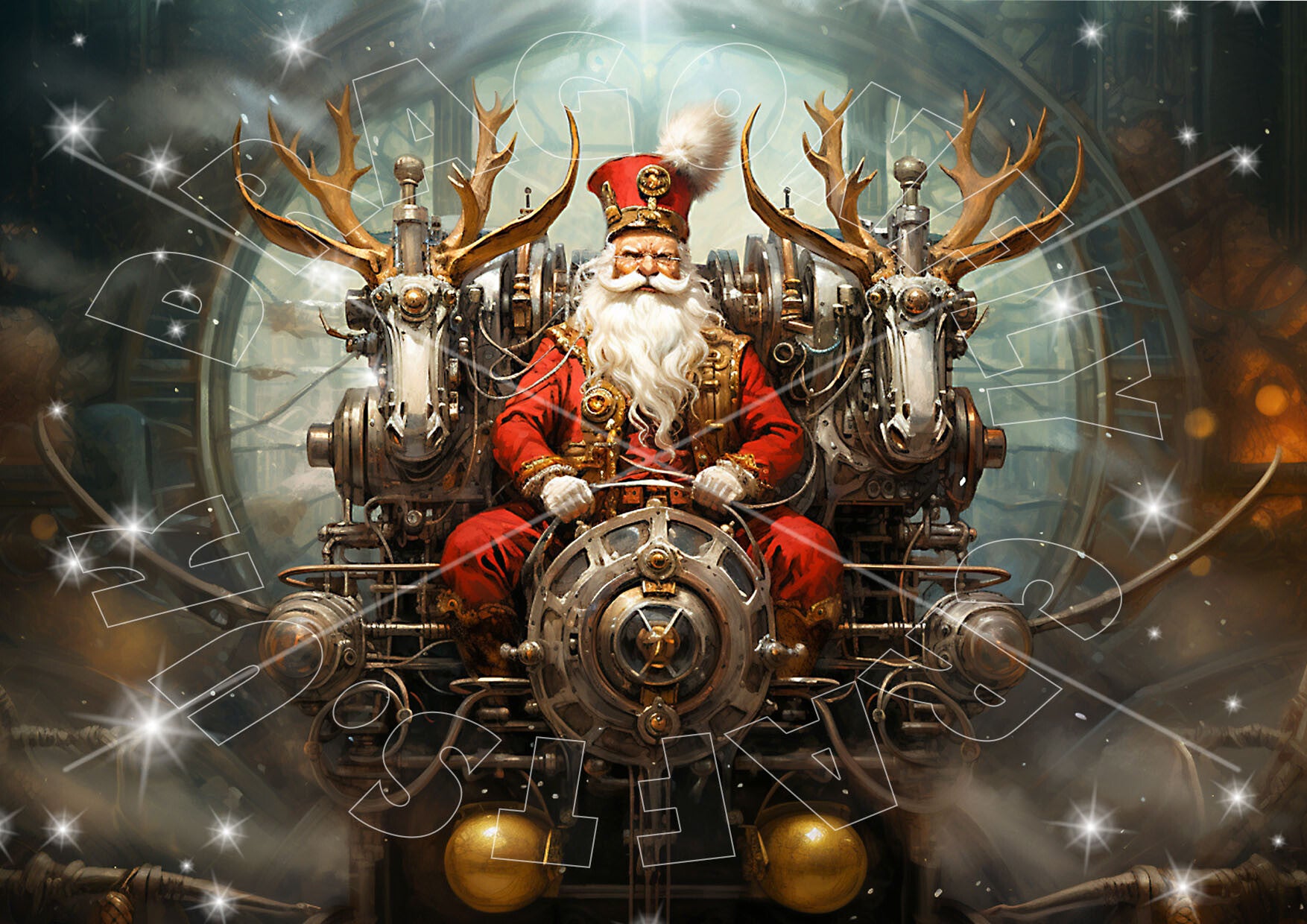 Steampunk Santas New Ride 1 Rice Paper