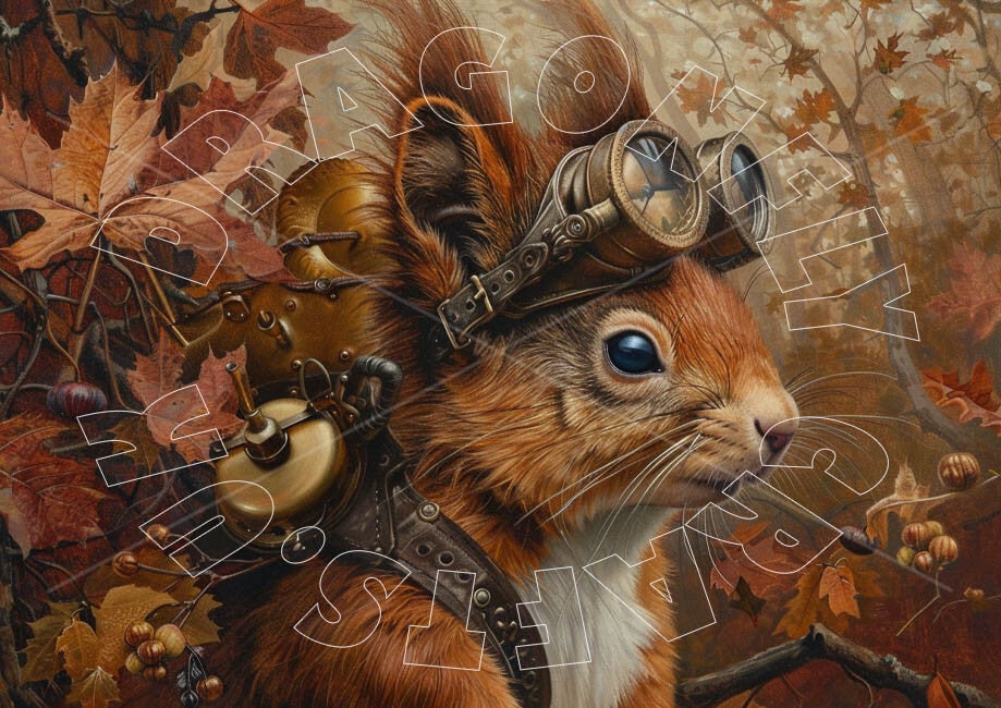 Steampunk Squirrel 1 Rice Paper
