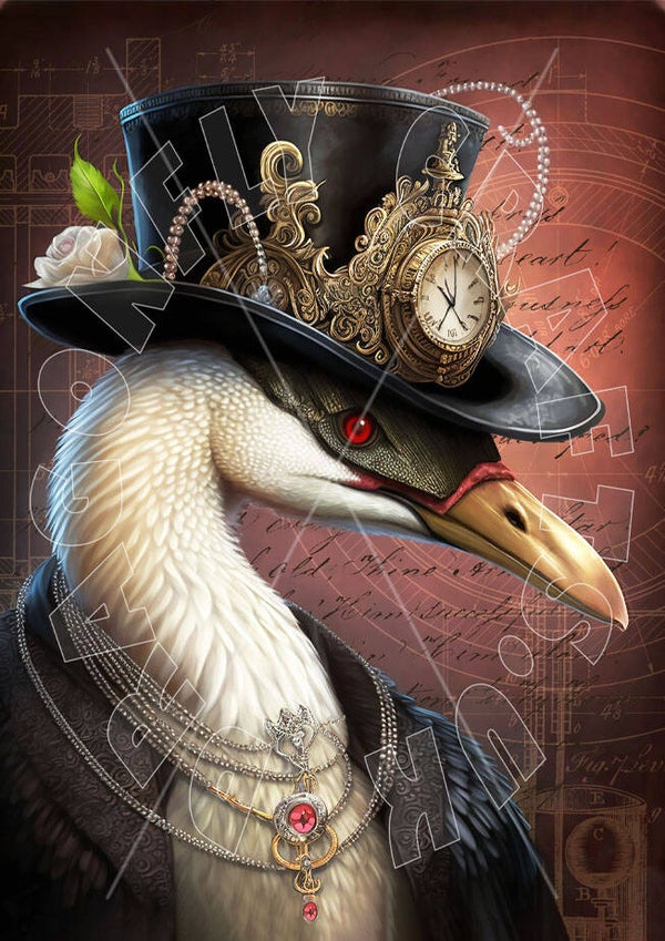 Steampunk Swan Rice Paper