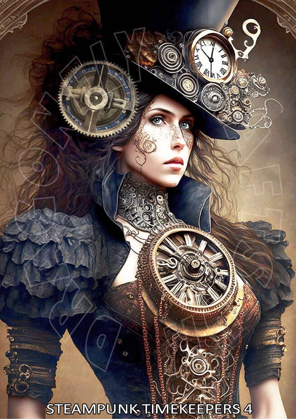 Steampunk Time Keepers 4 Rice Paper