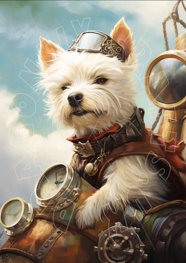 Steampunk Westie Rice Paper