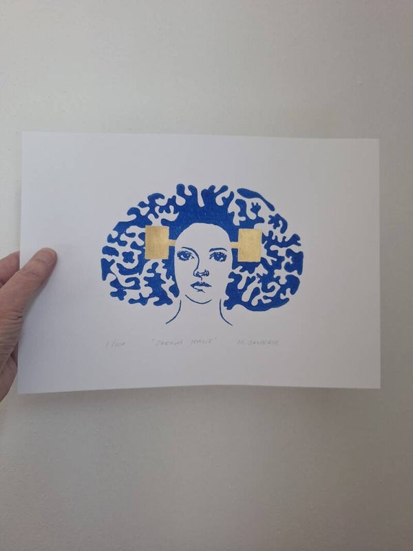 Linoprint Zeeuws meisje