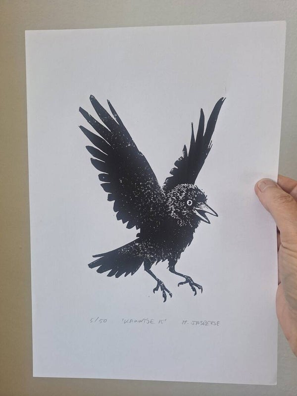 Linoprint Kauwtje/ A4-formaat