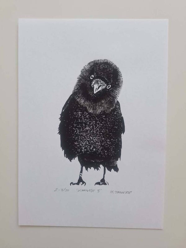 Linoprint Kauwtje/ A4-formaat/ tweede editie