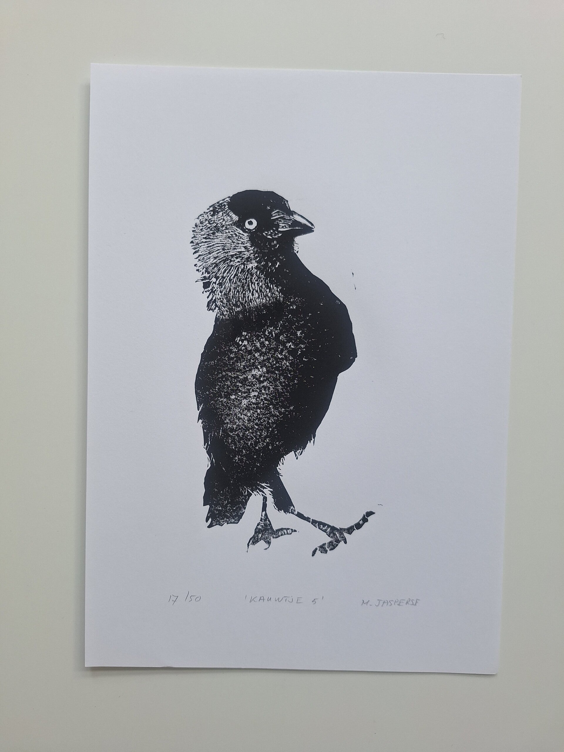 Linoprint Kauwtje/ A4-formaat