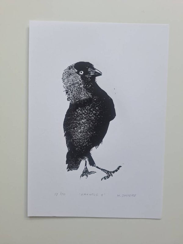 Linoprint Kauwtje/ A4-formaat