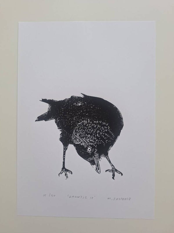 Linoprint Kauwtje/ A4-formaat
