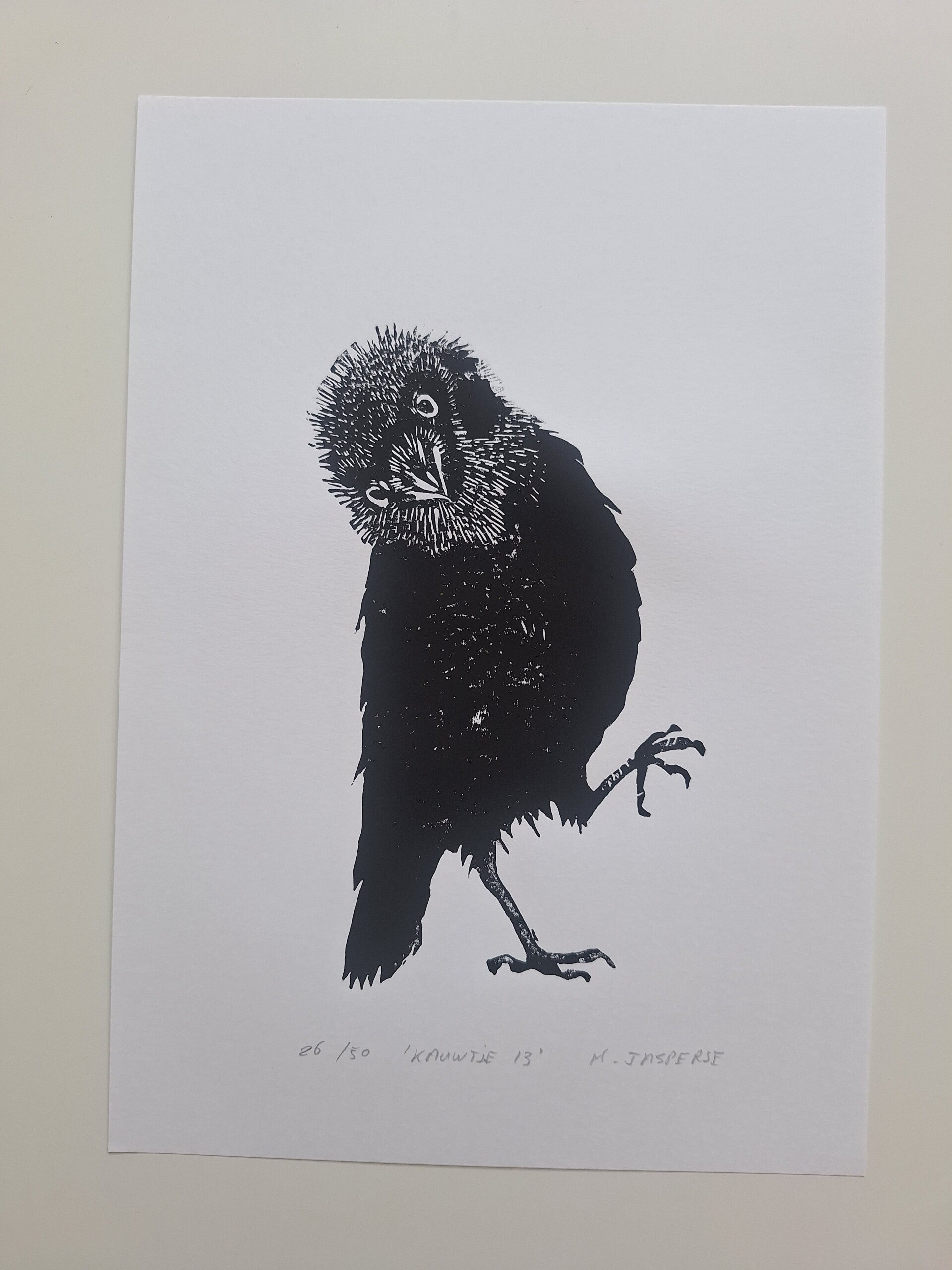 Linoprint Kauwtje/ A4-formaat