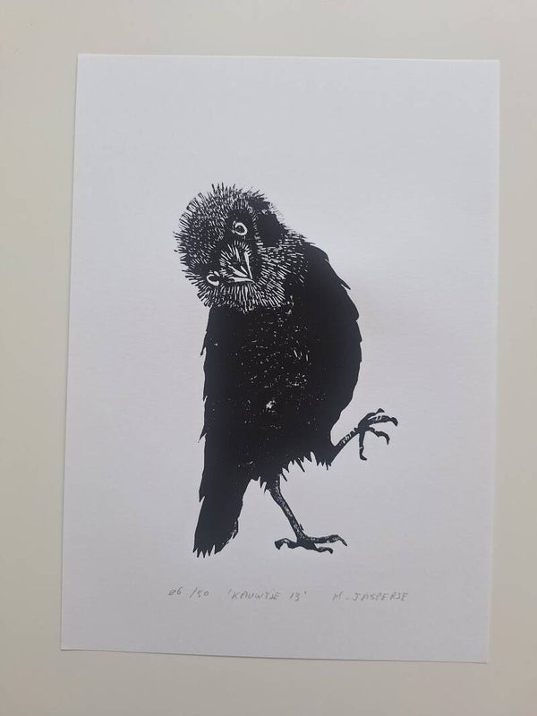 Linoprint Kauwtje/ A4-formaat