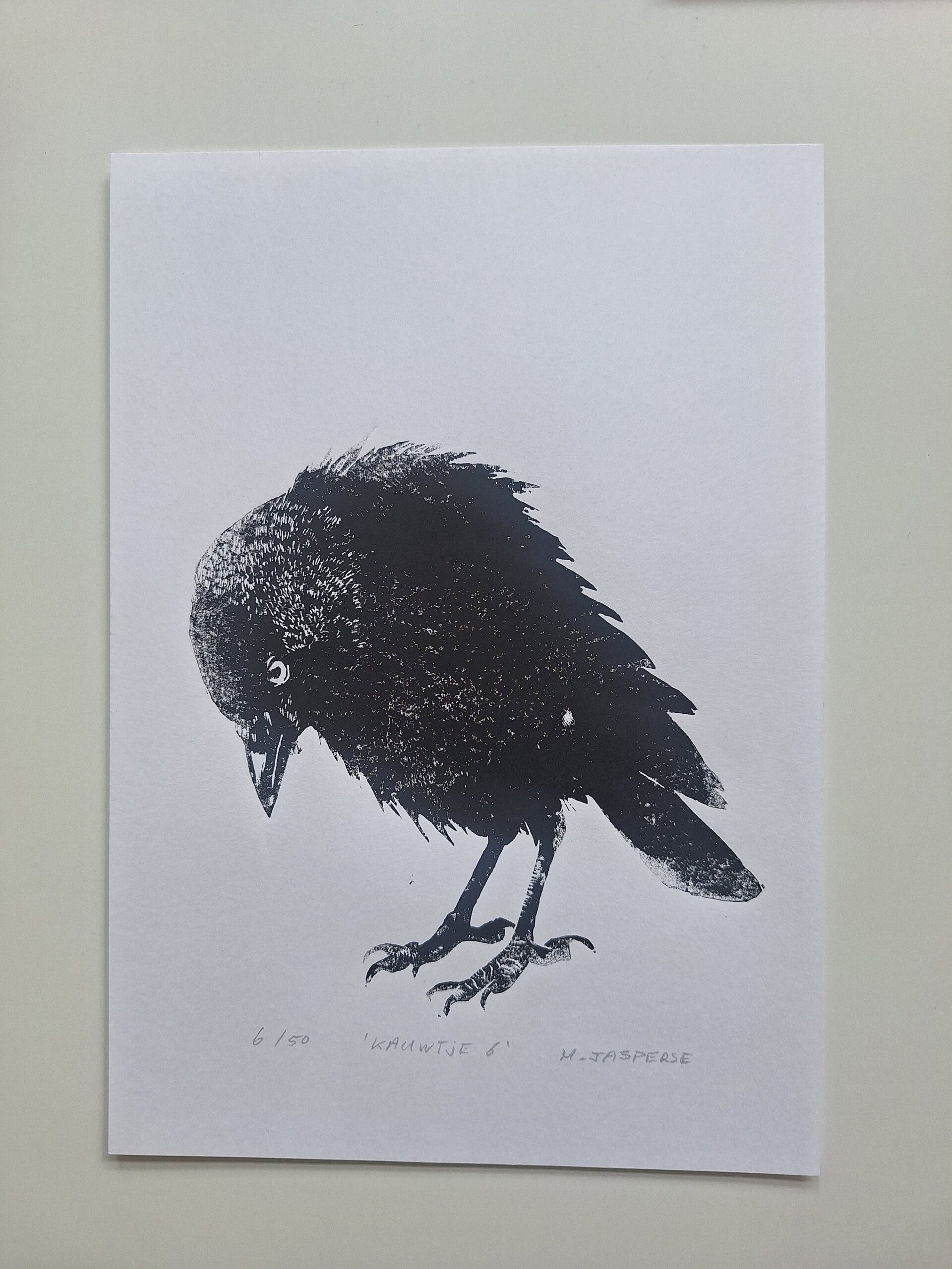 Linoprint Kauwtje/ A4-formaat