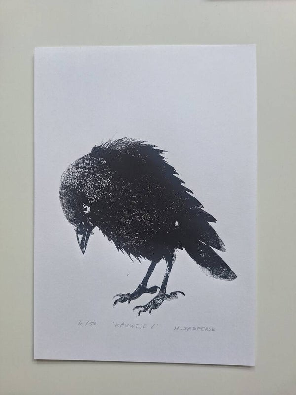 Linoprint Kauwtje/ A4-formaat