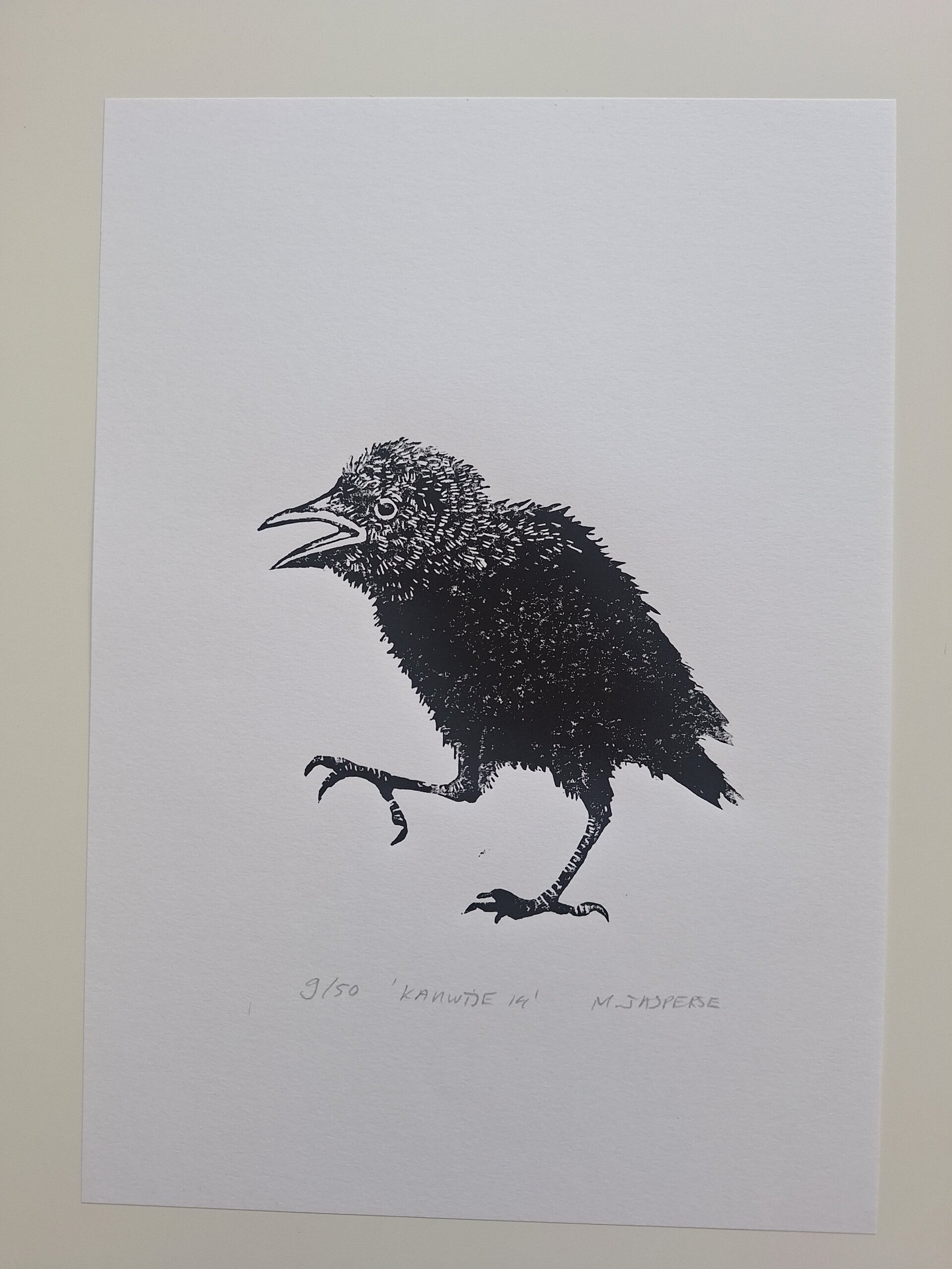 Linoprint Kauwtje/ A4-formaat