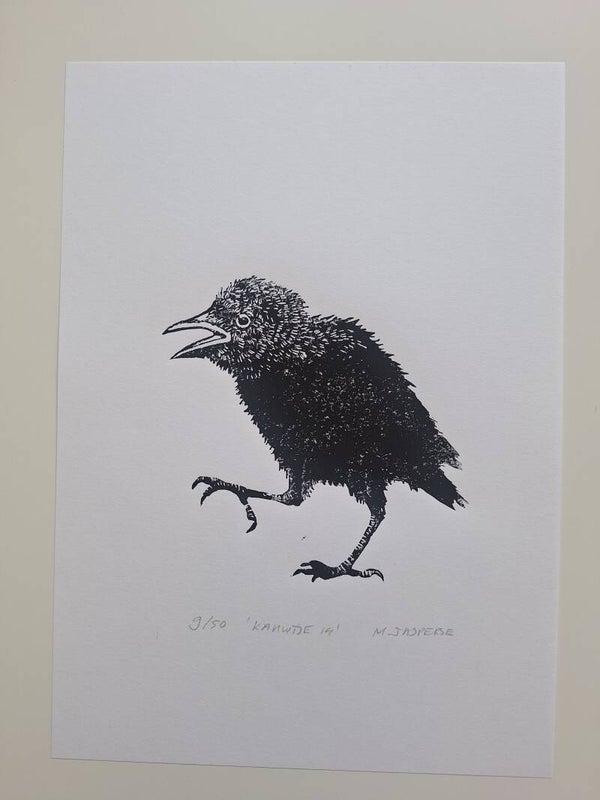 Linoprint Kauwtje/ A4-formaat