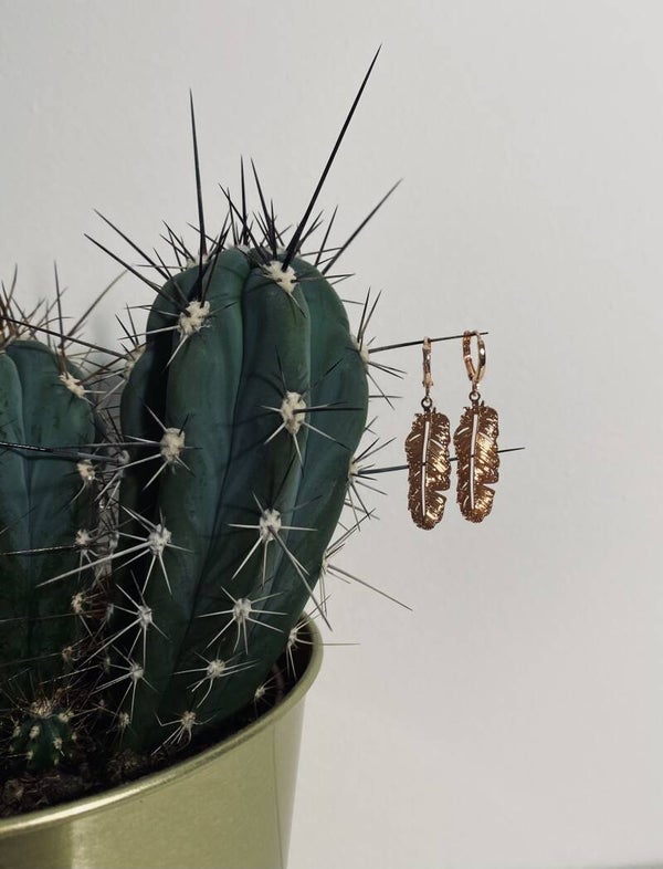 Earrings Feathers Rosé-gold