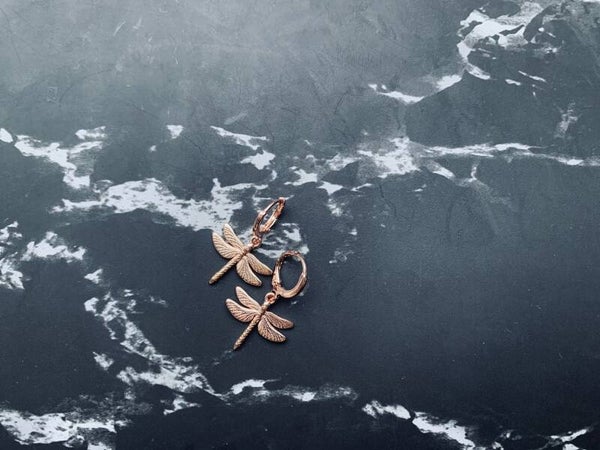 Earrings Dragonfly rose-gold