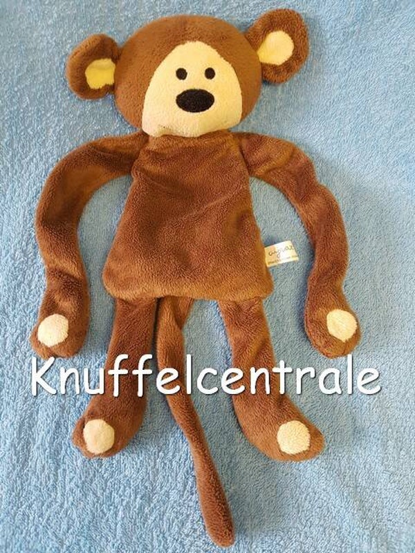 Difrax aap Mario knuffeldoek groot bruin 33 cm - blauw label