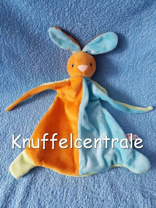 Toi-Toys konijn knuffeldoek Action oranje, blauw groen lange armen - oude versie