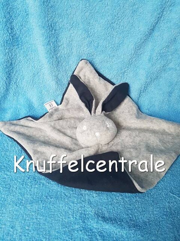 Bambino Konijn knuffeldoek Grijs met donkerblauwe onderkant