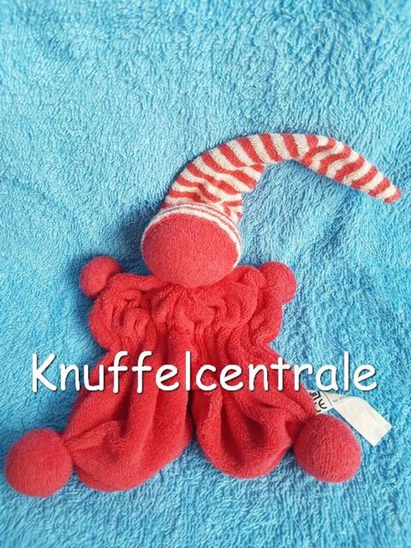 Tiamo De Kandeel badstof rood spookje met rood wit gestreept puntmuts