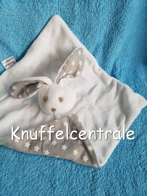 Bambino Konijn knuffeldoek wit, grijs en witte sterren