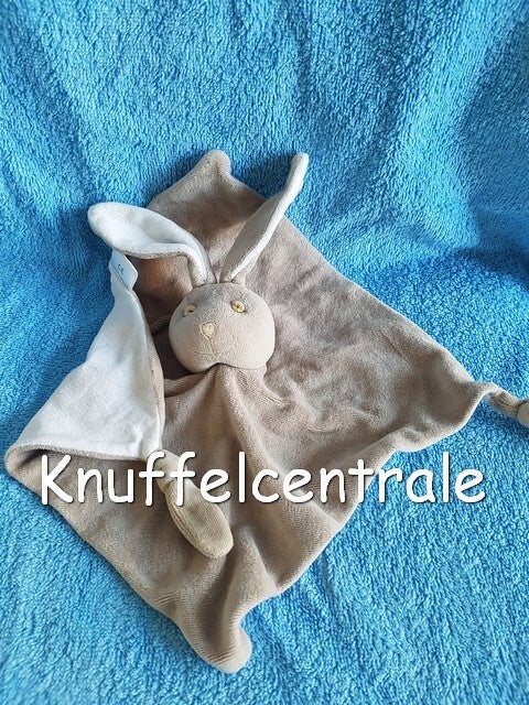 Bambino Konijn knuffeldoek grijs (bruingrijs) met knopen 2x op punten