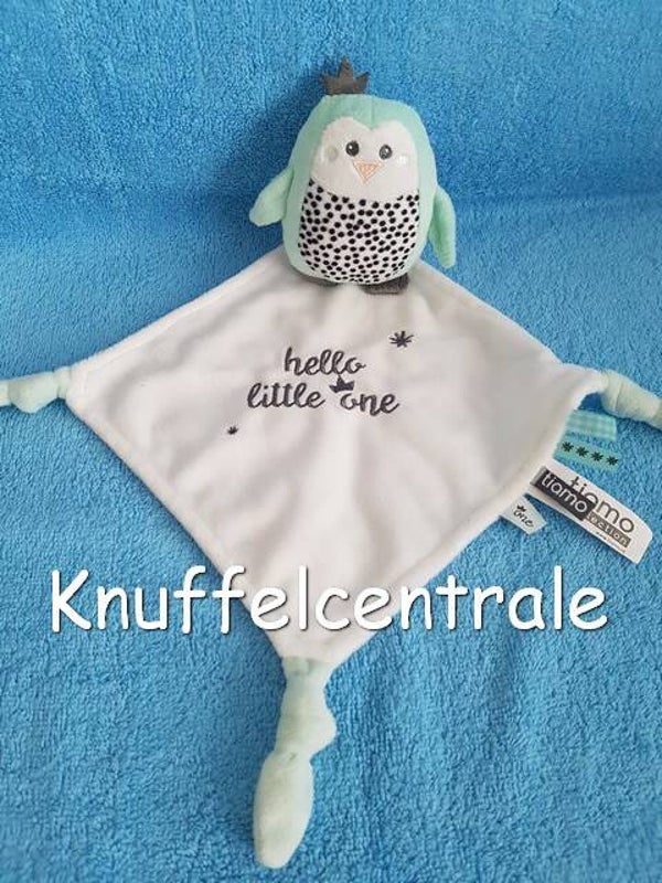 Tiamo Pinguin op wit knuffeldoek Hello Little one (zonder label)