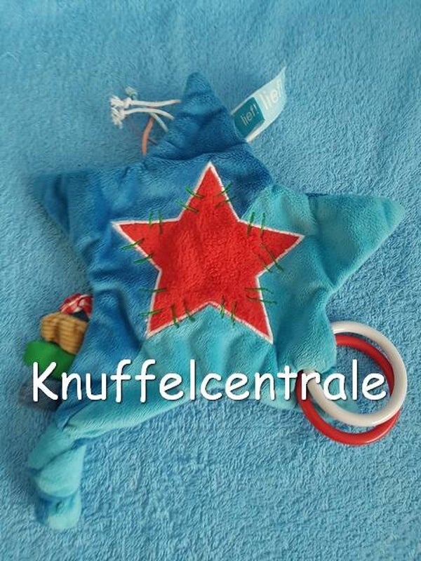 Lief! Lifestyle ster knuffeldoek blauw met ringen