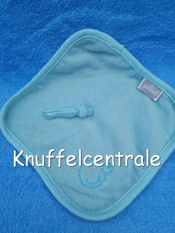 Jollein speendoekje blauw badstof met olifant geborduurd