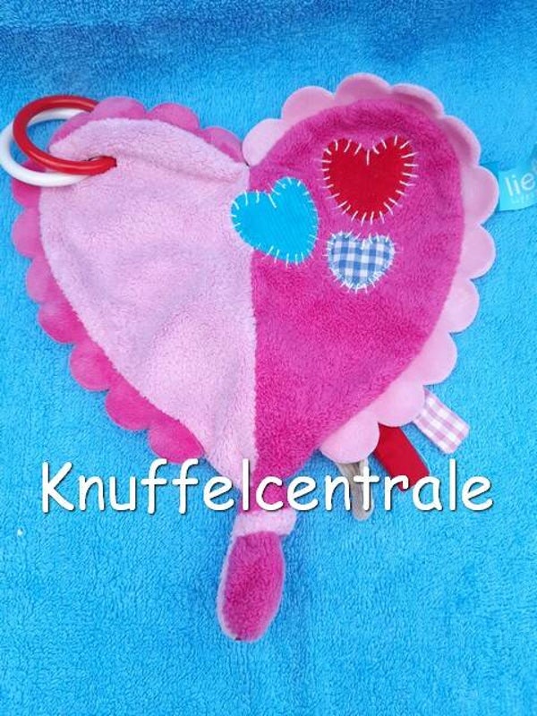 Lief! Lifestyle hart knuffeldoek roze met ringen