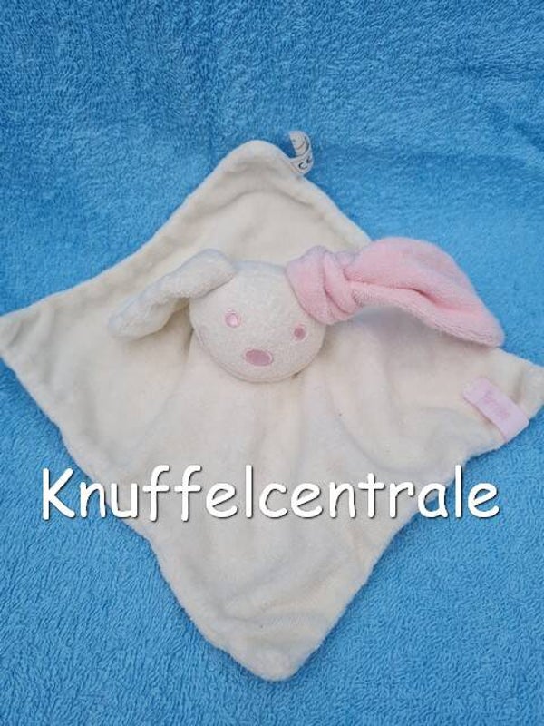 Funnies konijn roze wit badstof knuffeldoek