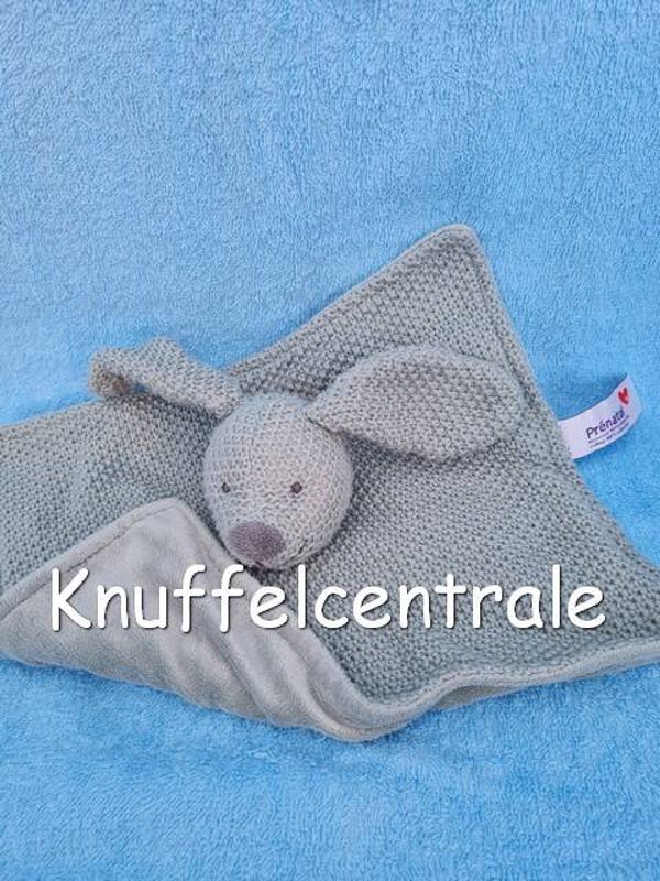 Prenatal konijn gebreid knit knuffeldoek vaal groen