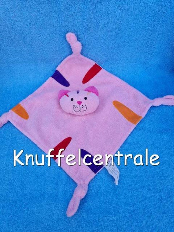 Unitoys Poes roze knuffeldoek  met rammel