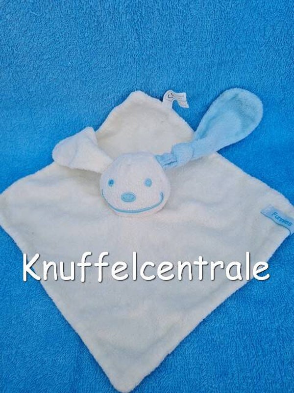 Funnies konijn licht blauw wit badstof knuffeldoek