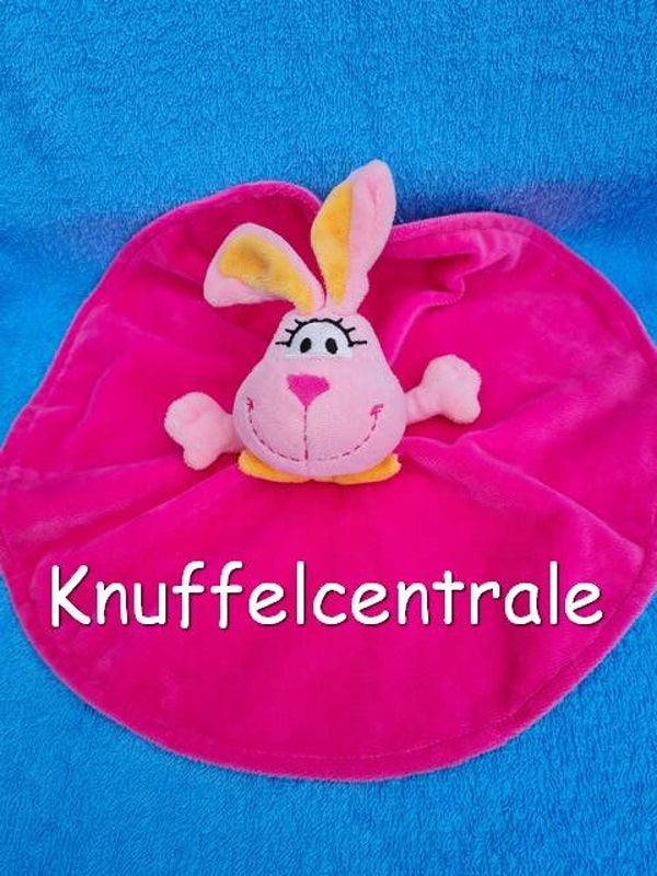Merk onbekend konijn knuffeldoek roze rond (zonder label)