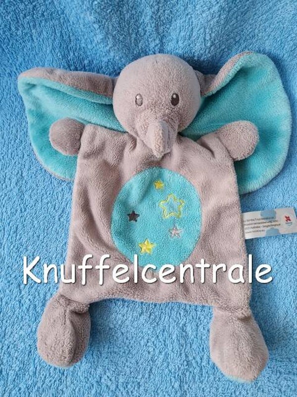 Nicotoy olifant Simba Knuffeldoek grijs blauw (gebruikt)
