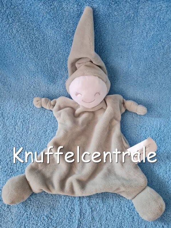 Evora Spookje pop met puntmuts Funny Bunny vaal groen knuffeldoek