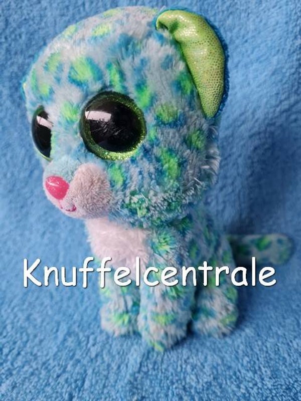TY poes kat 2014 Leona Leopard blauw groen 15 cm