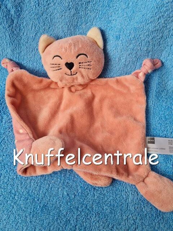 Hema poes knuffeldoek roze (versleten label)