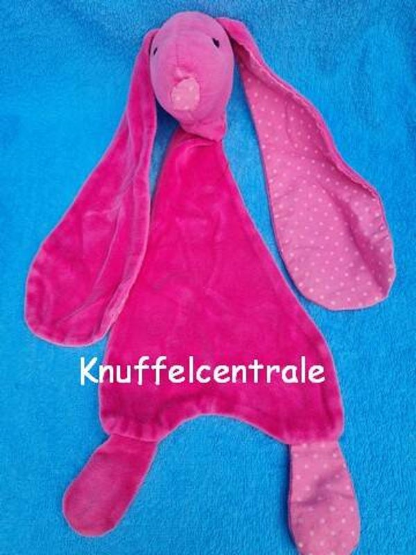 Merk onbekend konijn knuffeldoek roze velours en katoen (zonder label)