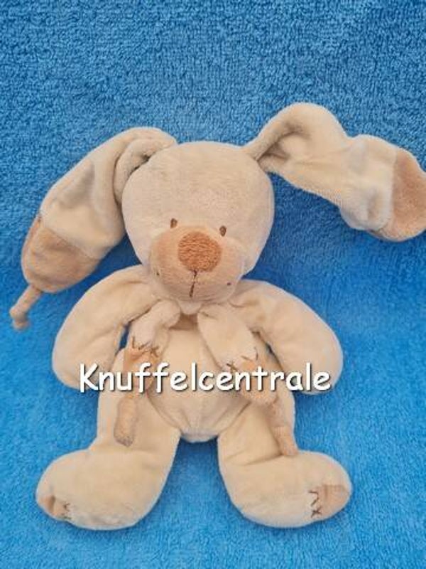 Nicotoy Konijn bruin ecru 20 cm met  puntjes aan oren (versleten label)