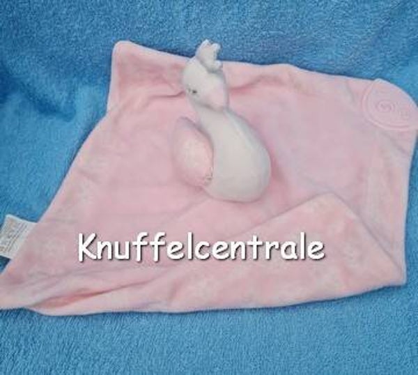 Merk onbekend zwaan knuffeldoek roze met rammel en bijtflap