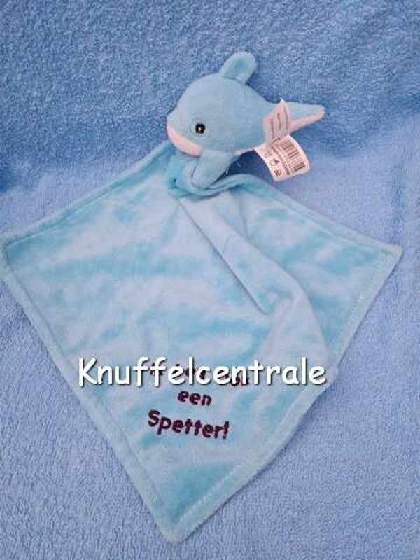 Aspro Ocio dolfijn knuffeldoek blauw Ik ben ook een spetter! (zonder label)