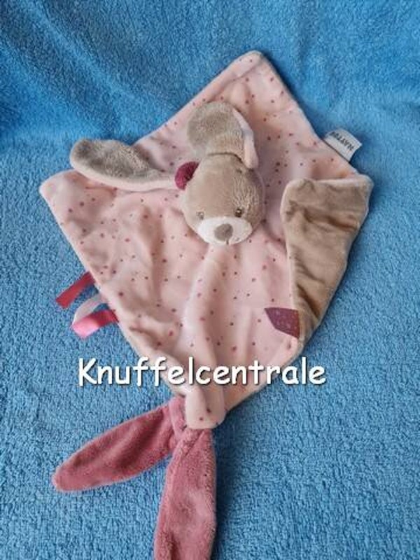 Nattou konijn Nina knuffeldoek roze bruin