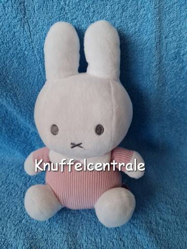 Nijntje roze oudroze rib Miffy Tiamo knuffel 20 cm met rammel