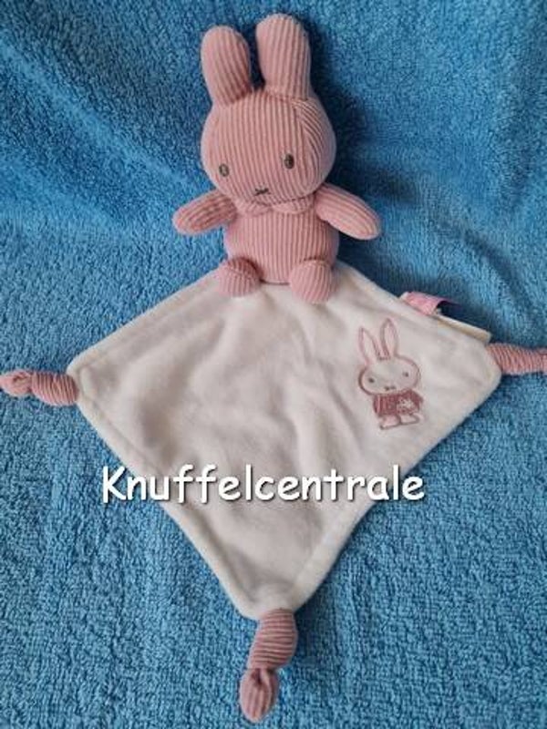 Nijntje roze oudroze rib Miffy Tiamo knuffeldoek kleine versie