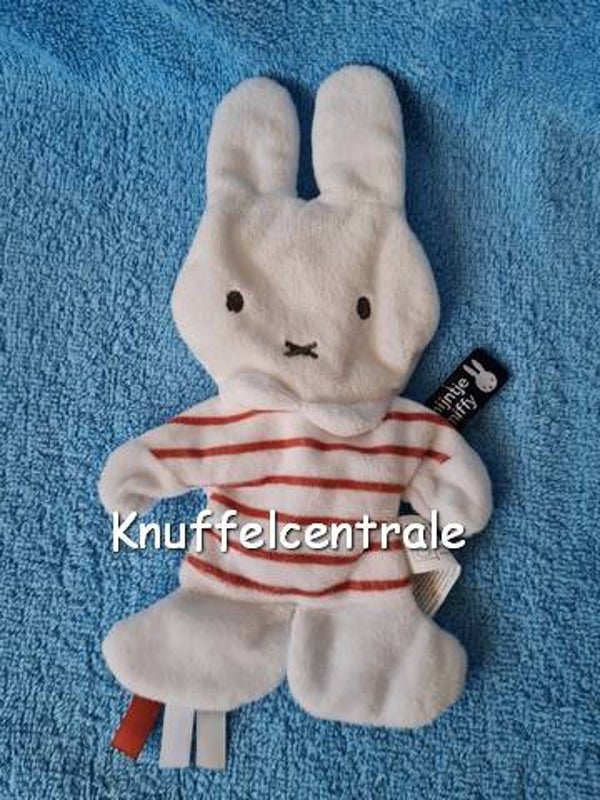 Nijntje wit rood gestreept knuffeldoek knisper Tiamo Miffy