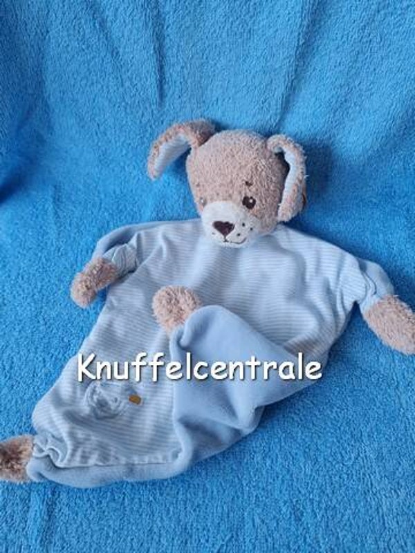 Steiff Hond Good night dog blauw knuffeldoek Knopf im Ohr