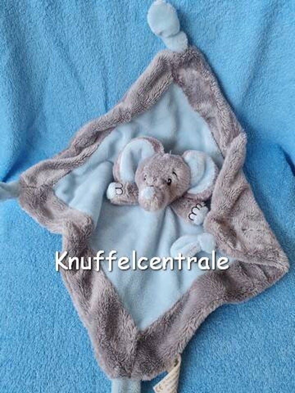 My Teddy olifant knuffeldoek grijs blauw * Nieuw